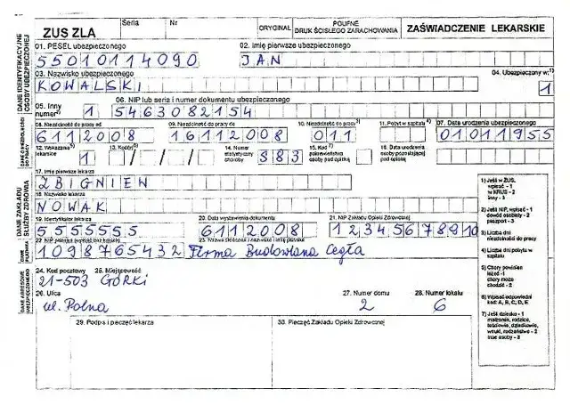 Zaświadczenie od dentysty na L4