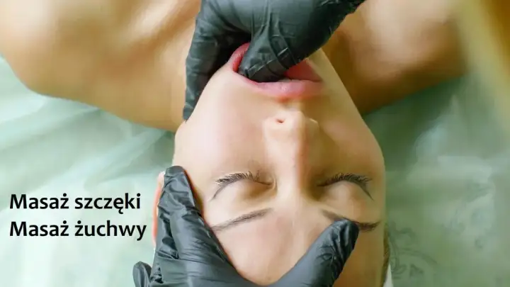 Masaż szczęki i żuchwy, który może pomóc w rozluźnieniu mięśni i łagodzeniu objawów szczękościsk.